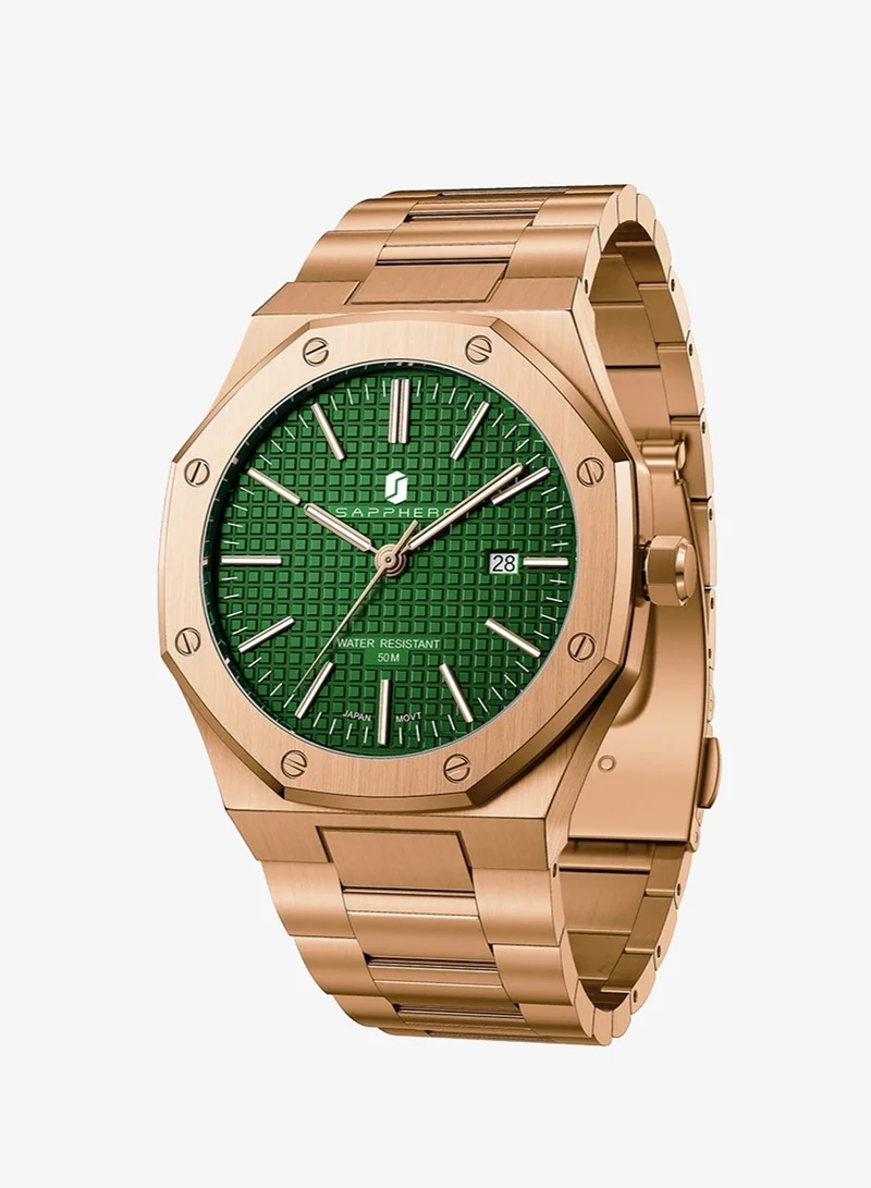 SAPPHERO Men's Watch Octagonal Stainless Steel Luminous Wristwatch Luxury Analog Quartz Watch for Men with Date Elegant Mens