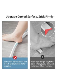 RATSAW 100cm Shower Threshold Water Dam Curved Groove Collapsible Water Stopper Barrier Water Shower Guard Threshold Seal Strip Self Adhesive Suitable for Bathroom and Kitchen  - Image 3