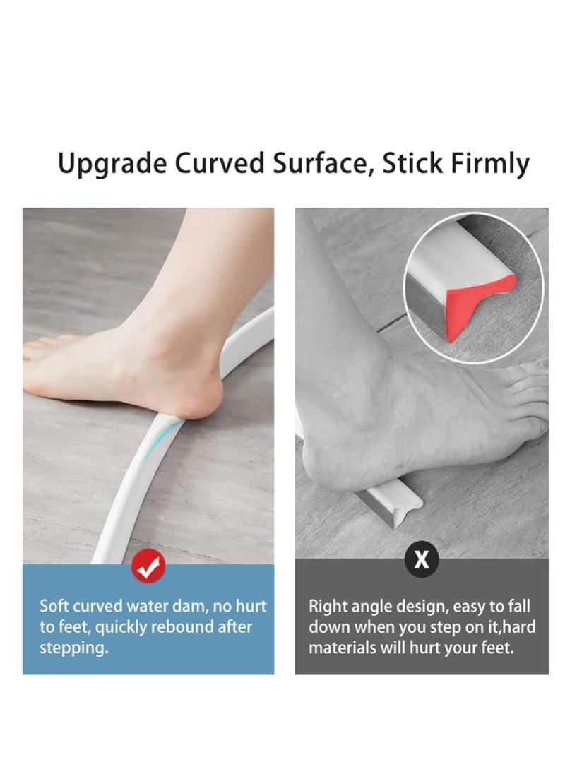 RATSAW 100cm Shower Threshold Water Dam Curved Groove Collapsible Water Stopper Barrier Water Shower Guard Threshold Seal Strip Self Adhesive Suitable for Bathroom and Kitchen  - Image 3