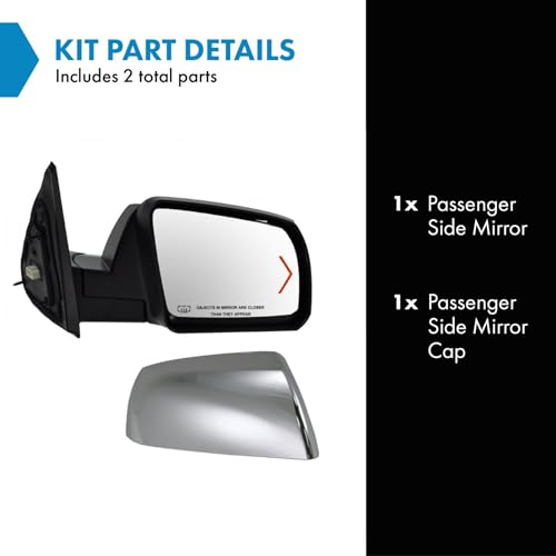 TRQ غطاء مرآة الجانب الأيمن TRQ مع تسخين وغطاء كروم للركاب متوافق مع تويوتا توندر 2007-2013 TO1321252 TO1327109 - Image 2