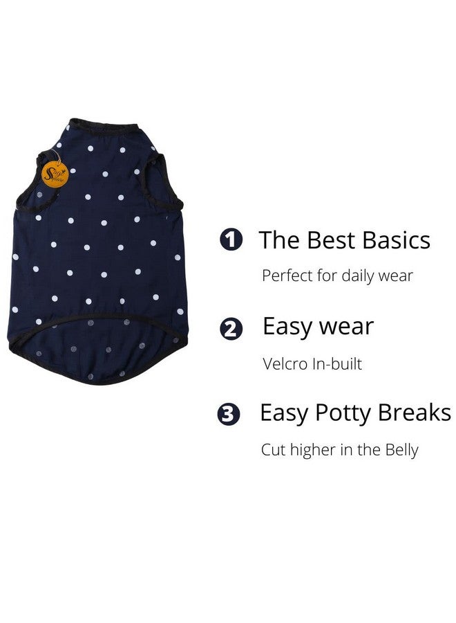 سايج سكوير تي شيرت مطبوع عليه صورة كلب مجنونة، تي شيرت عصري للكلاب، خفيف الوزن وناعم للغاية، ملابس مريحة وجيدة التهوية للكلاب، ملابس عصرية (أزرق بولكا) (مقاس كبير جدًا - 26 بوصة) - Image 5