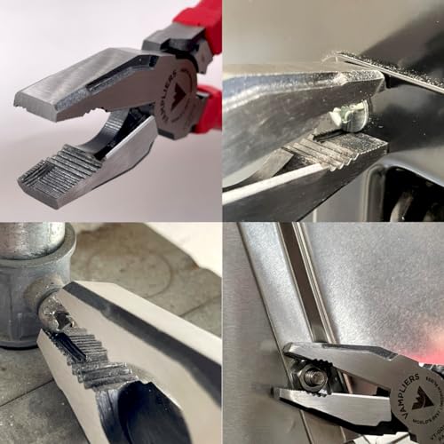 VAMPLIERS 9" Side Cutting Linemans Pliers with Crimper. Made in Japan. Heavy Duty High Leverage Design Screw Extractor Jaws - Image 5