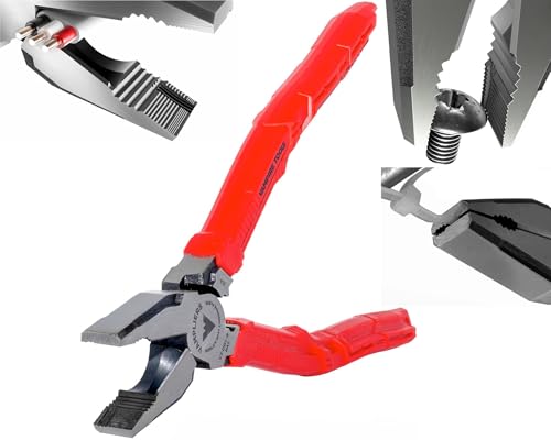 VAMPLIERS 9" Side Cutting Linemans Pliers with Crimper. Made in Japan. Heavy Duty High Leverage Design Screw Extractor Jaws - Image 1