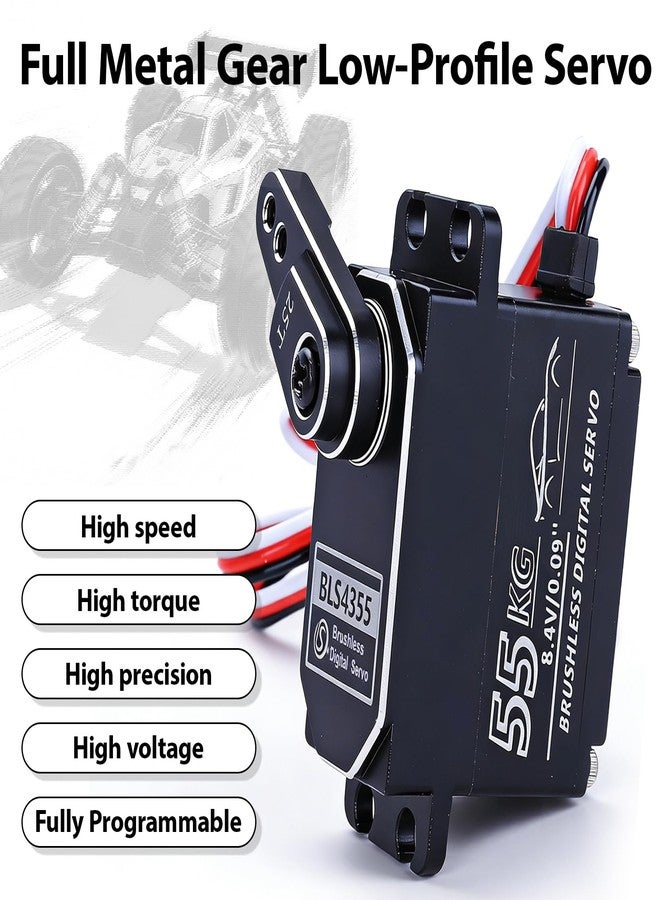 ZOSKAY 55kg Low-Profile Servo Programmable Brushless Digital Servo 0.09Sec High Speed Full Metal Gear Steering servo 1/10 Drift Car with servo Motor kit (180 Degree) - Image 4
