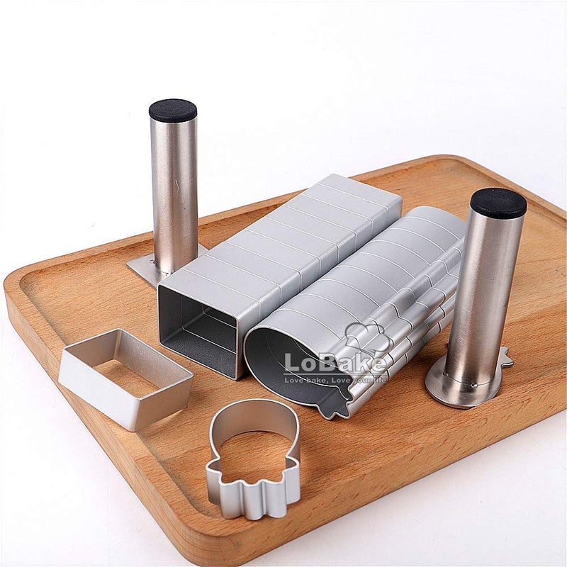 LoBake 2 Units Pineapple and Rectangle Aluminium Cookie Biscuit Mold with Stainless Steel Press Stamp Fondant Fruit Vegetable Cutter Set Mini Cake Molds Cozinha Ferramentas Kitchen Baking Gadgets - Image 3