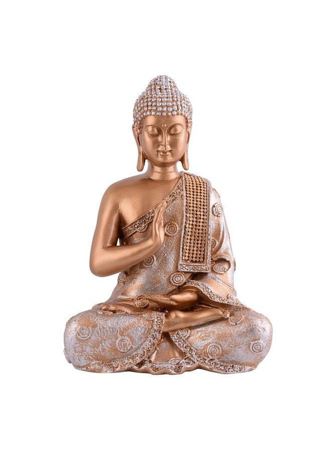 zart Samadhi Buddha Showpiece for Home & Office Decor Gift Itam(11 inch Golden & Silver), Religious - Image 1