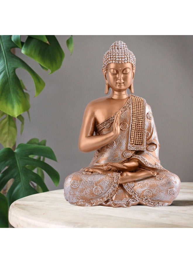 zart Samadhi Buddha Showpiece for Home & Office Decor Gift Itam(11 inch Golden & Silver), Religious - Image 2