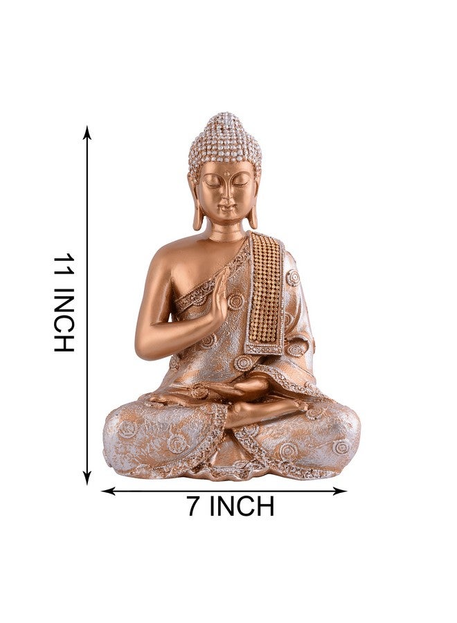zart Samadhi Buddha Showpiece for Home & Office Decor Gift Itam(11 inch Golden & Silver), Religious - Image 4
