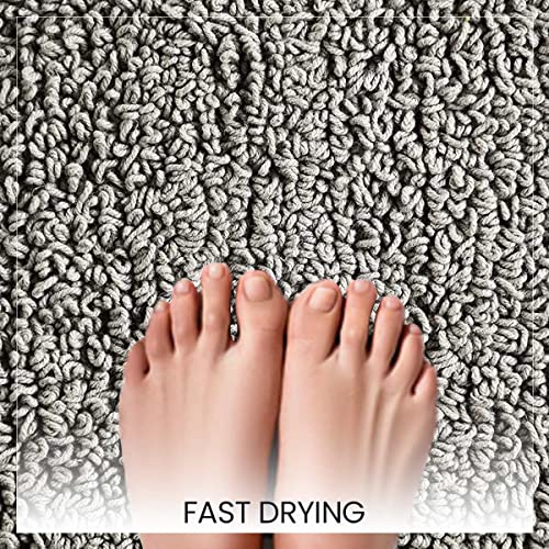 SASHAA WORLD Super Soft Reversible Bath Mat/Bathroom Rug from Crochet Collection | Oval-Shaped with Crochet Border | Ideal for Tub, Shower, Sink, or Vanity | 40 x 60 cm, Grey - Image 2