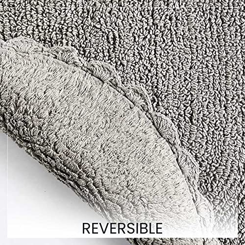 SASHAA WORLD Super Soft Reversible Bath Mat/Bathroom Rug from Crochet Collection | Oval-Shaped with Crochet Border | Ideal for Tub, Shower, Sink, or Vanity | 40 x 60 cm, Grey - Image 4
