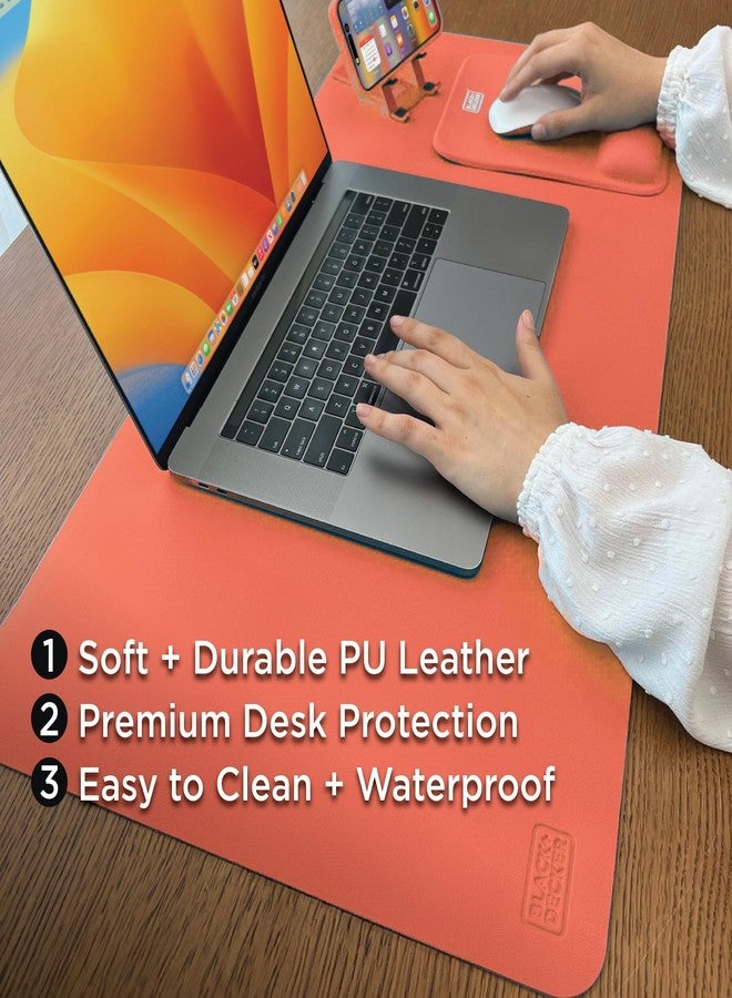 Black+Decker Faux Leather Desk Mat Keyboard & Mouse - Protective Desk Decor - Gaming & Work Mat - Image 2