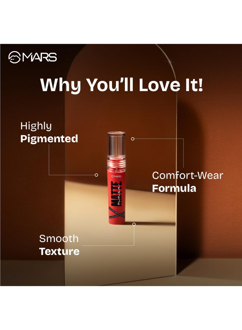 MARS COSMETICS Matte Muse Mousse Lipstick (3ml) (01-LEADING LADY) with Doe-Foot Applicator | Highly Pigmented | Smooth Texture | Hydrating Formula | Blurry Lips Effect - Image 2