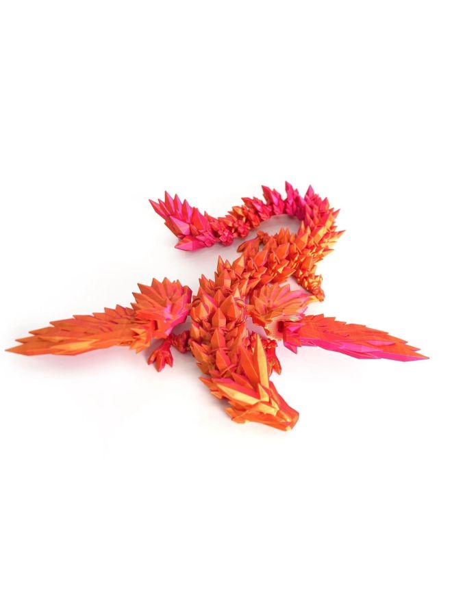 3D Printed Flying Dragon Toy Hinge Joint Wings Movable Dragon Stress Relief Toy Collectible Figure Handmade Craft Model-Color:Dragon Silk Gold 22cm  - Image 4