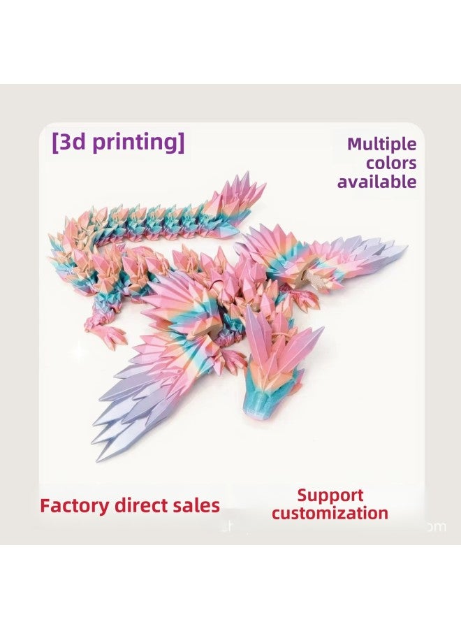 3D Printed Flying Dragon Toy Hinge Joint Wings Movable Dragon Stress Relief Toy Collectible Figure Handmade Craft Model-Color:Dragon Silk Gold 22cm  - Image 2