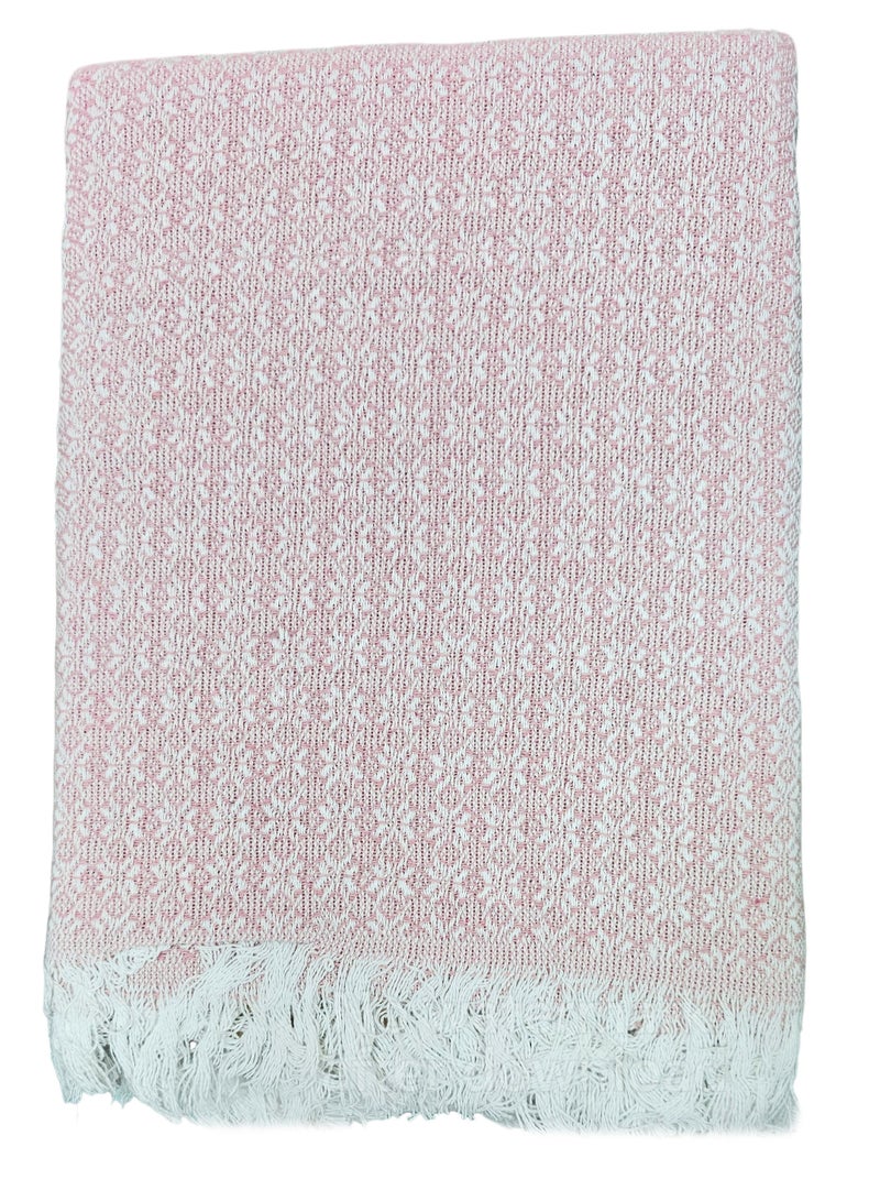Fabienne Turkish Cotton Throw Blanket Knitted Suitable for Bed, Sofa and Chair Pink 170x200 cm - Image 3