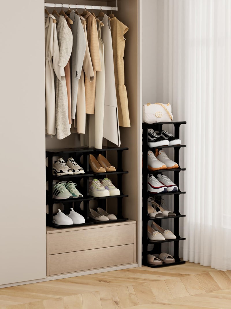 HAIXIN Vertical Narrow Tall Shoe Rack for Front Door Entrance, 7-Tier Sturdy Stackable Shoe Rack Organizer for Closet Entryway, Corner Shoe Storage Shelf Shoe Cubby - Image 4