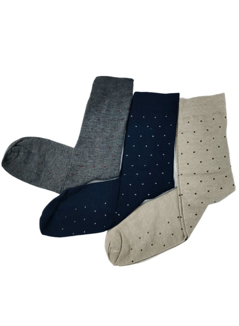 مجموعة من ثلاثة جوارب كلاسيك قطنية عالية الجودة للرجال - Image 2