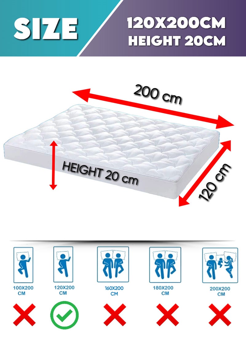 Blueberry Quilted Mattress Protector Bed Topper Cover Extra Deep 120X200+20Cm  - Image 2
