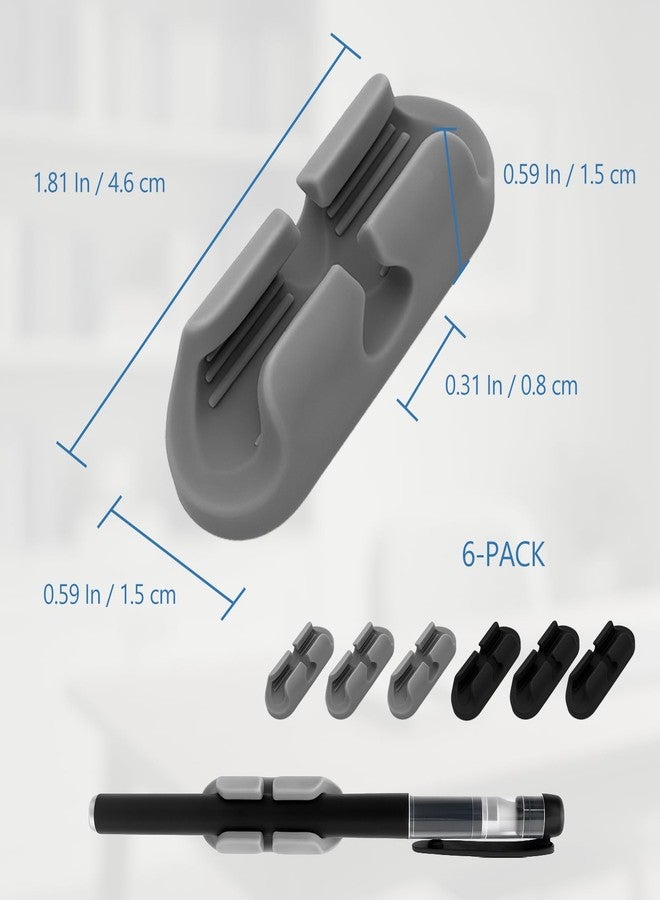 Brvlsoc 6-Pack Adhesive Dual-Slot Pen Holders - Silicone Self-Stick Organizer for Pens, Markers, and Pencils on Desk, Wall, or Whiteboard - Image 2