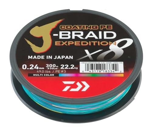 DAIWA JBraid Expedition X8E 013mm 84kg185lbs 330yds MultiColor Braided Fishing Line - Image 1