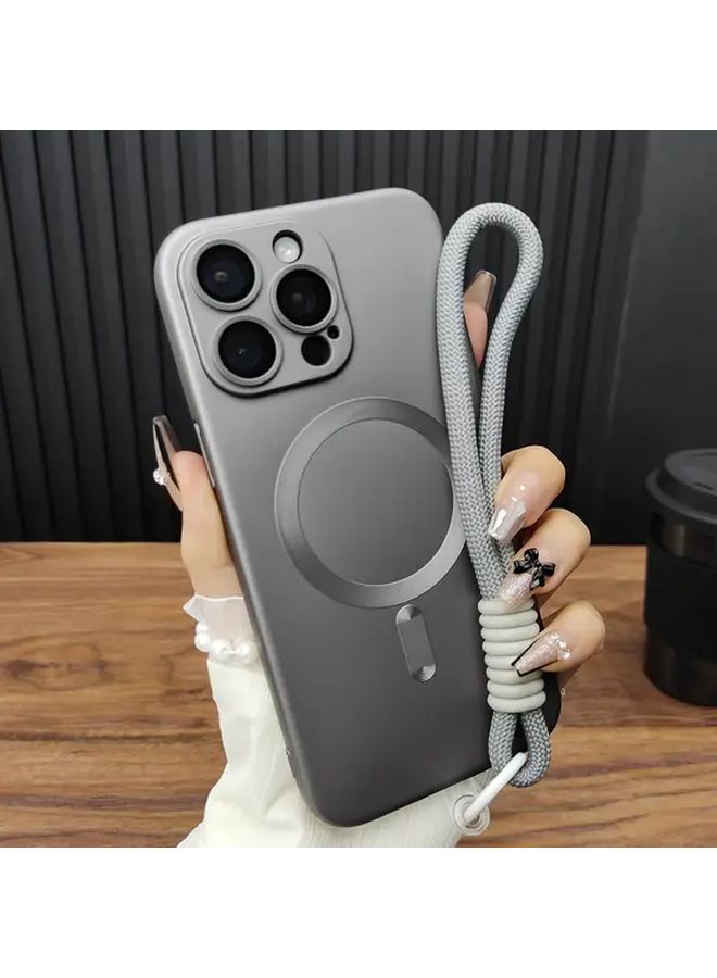 حافظة شحن لاسلكي مغناطيسية فضي مع فيلم زجاجي لـ iPhone 16 Plus - Image 3