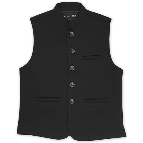 CAVIO Boys Black Solid Nehru Jacket - Image 1