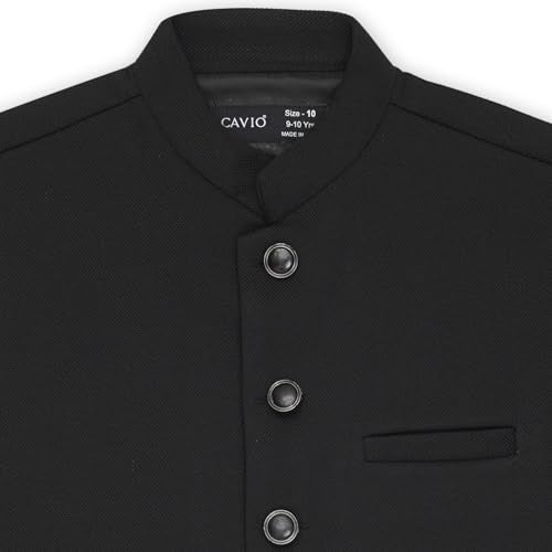 CAVIO Boys Black Solid Nehru Jacket - Image 2