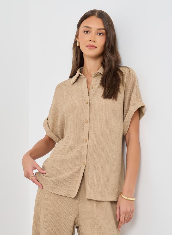 Styli Styli Textured Buttoned Short Sleeve Shirt  - Image 1