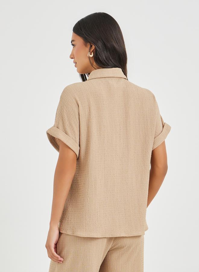 Styli Styli Textured Buttoned Short Sleeve Shirt  - Image 5
