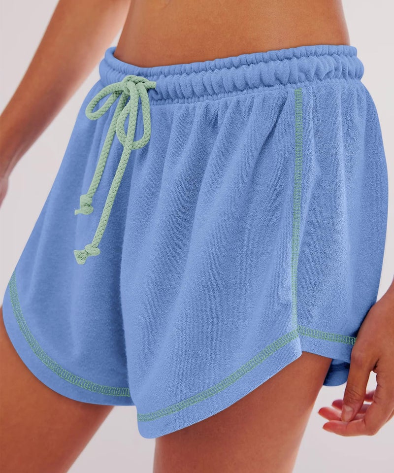 Yousify Womenâ€™s Casual Shorts Comfy Drawstring Elastic Waist Summer Beach Workout Lounge Shorts for Women Baby Blue - Image 5