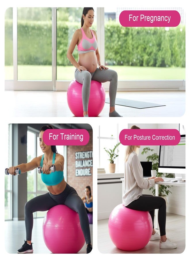 Kifmurase 2PCS Yoga Ball, 25Inch Thicked Anti-Burst Exercise Balls for Workout Stretching Stability, Non-Slip Balance Ball Equipment for Women Pilates Physical Therapy Pregnancy Labor Birthing Fitness - Image 5