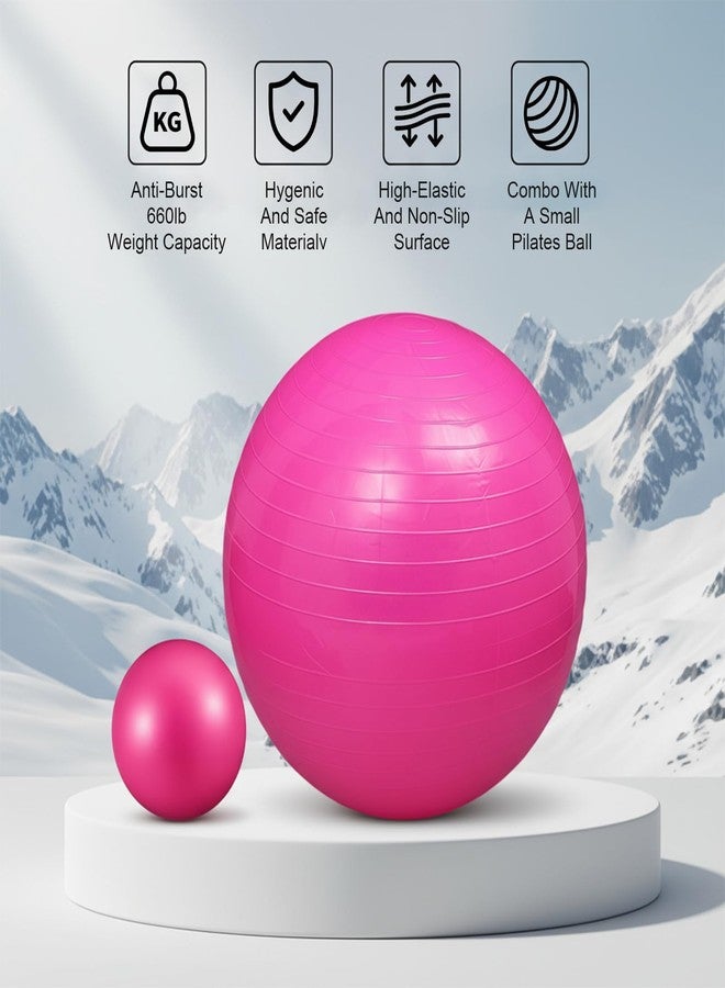 Kifmurase 2PCS Yoga Ball, 25Inch Thicked Anti-Burst Exercise Balls for Workout Stretching Stability, Non-Slip Balance Ball Equipment for Women Pilates Physical Therapy Pregnancy Labor Birthing Fitness - Image 3