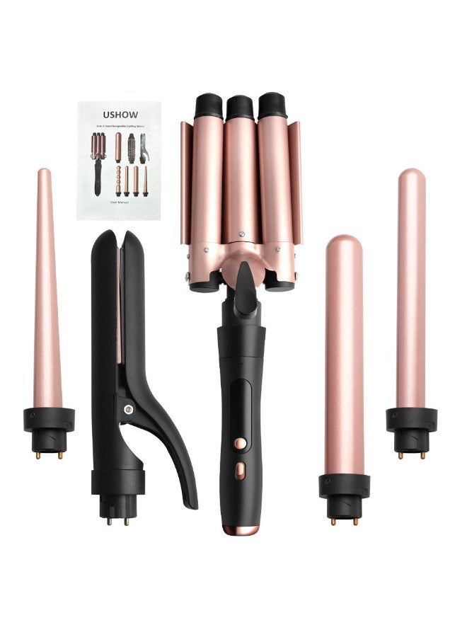 5-IN-1 Professional Hair Curler Set with 5 Interchangeable Ceramic Barrels (8–32mm) | Fast Heat Curling Wand Kit with Clips - Image 1