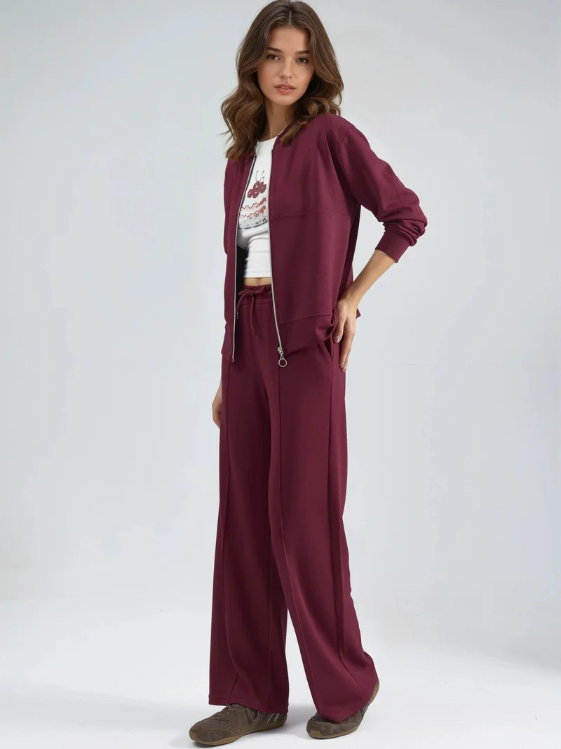 HICCUP Modal Touch Zippered Sweatshirt & Ribbed Pants Co-ord Set Bersan Collection