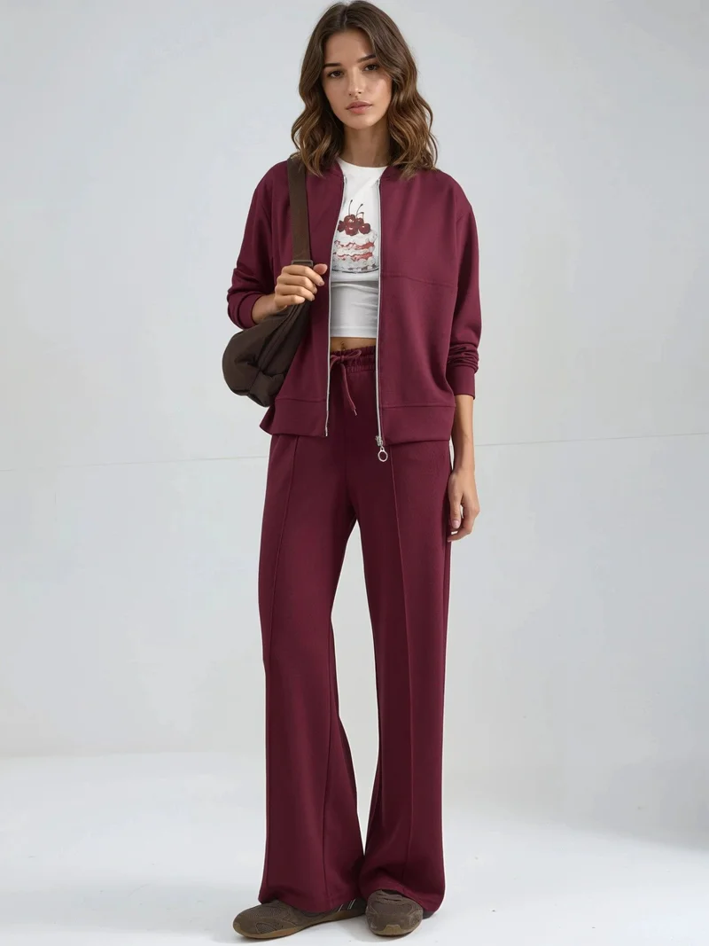 HICCUP Modal Touch Zippered Sweatshirt & Ribbed Pants Co-ord Set Bersan Collection