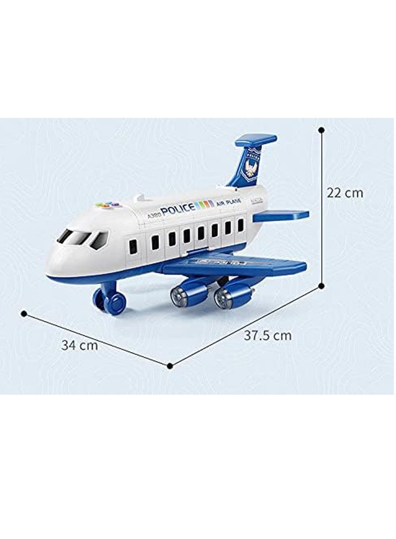 Airplane Toy, Large policeTheme Airplane, 4 Police car toys, Music and Light Educational Toy Airplane  Police cars Play Set for Boys Toddler Girls(Blue) - Image 5
