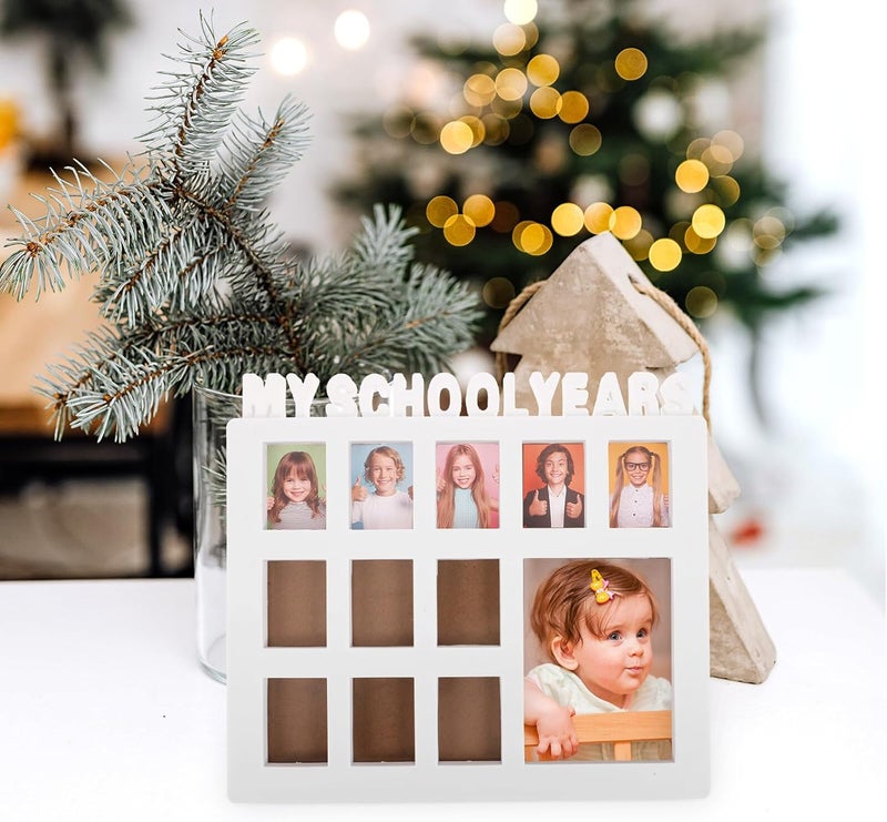 Lurrose School Year Photo Display Frame Growth Record Collage Frame White Keepsake Picture Holder for Memories Photo Display at Home Or Classroom - Image 4