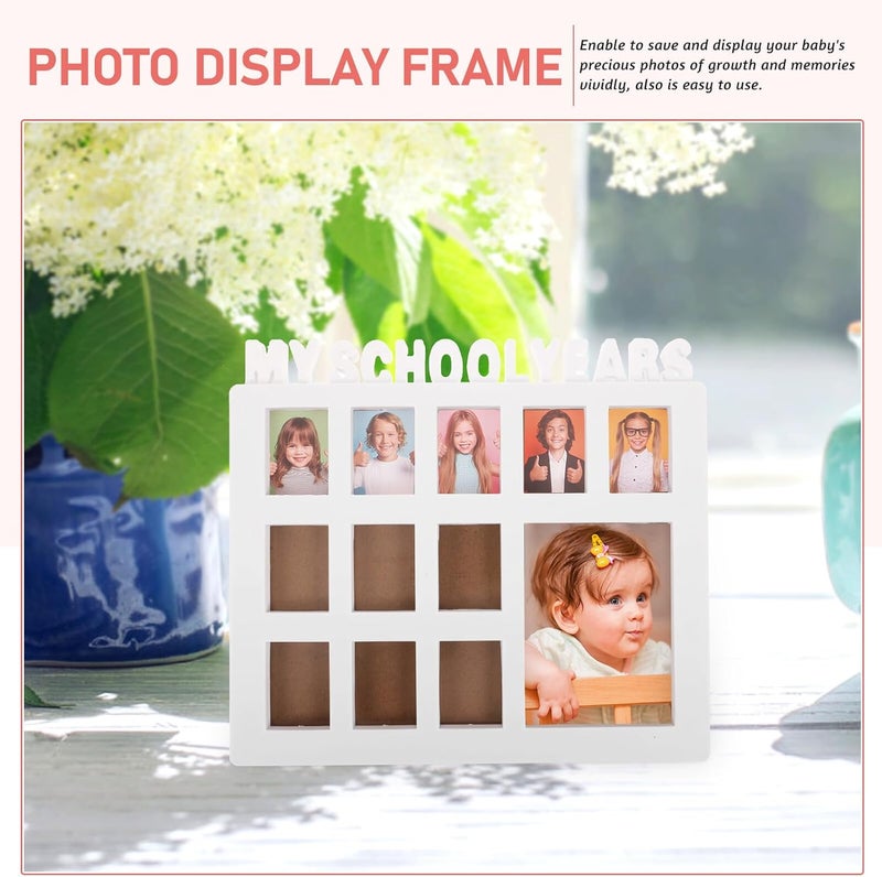 Lurrose School Year Photo Display Frame Growth Record Collage Frame White Keepsake Picture Holder for Memories Photo Display at Home Or Classroom - Image 3