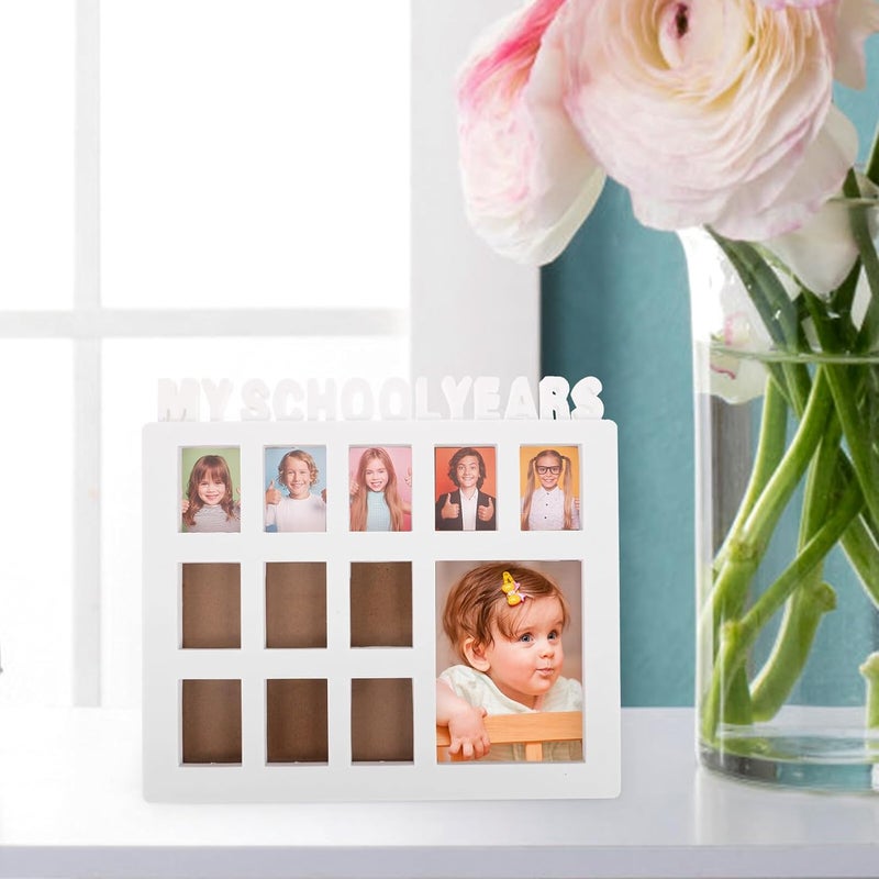 Lurrose School Year Photo Display Frame Growth Record Collage Frame White Keepsake Picture Holder for Memories Photo Display at Home Or Classroom - Image 5