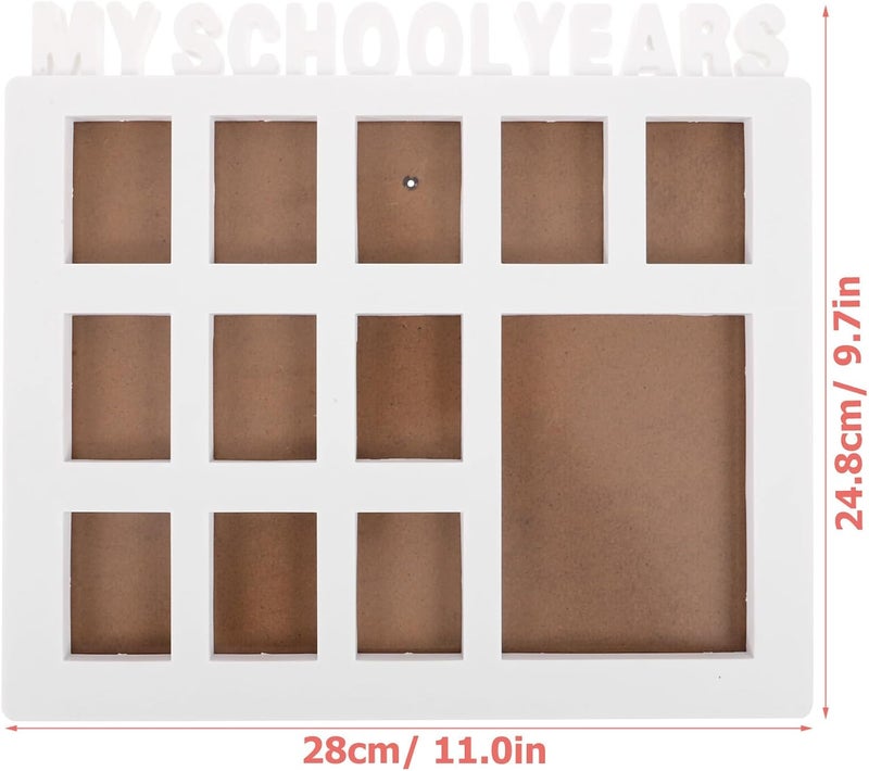 Lurrose School Year Photo Display Frame Growth Record Collage Frame White Keepsake Picture Holder for Memories Photo Display at Home Or Classroom - Image 2