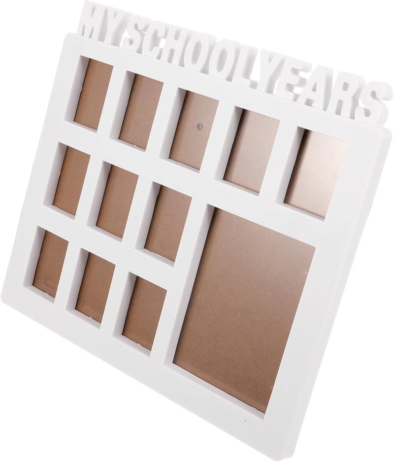 Lurrose School Year Photo Display Frame Growth Record Collage Frame White Keepsake Picture Holder for Memories Photo Display at Home Or Classroom - Image 1