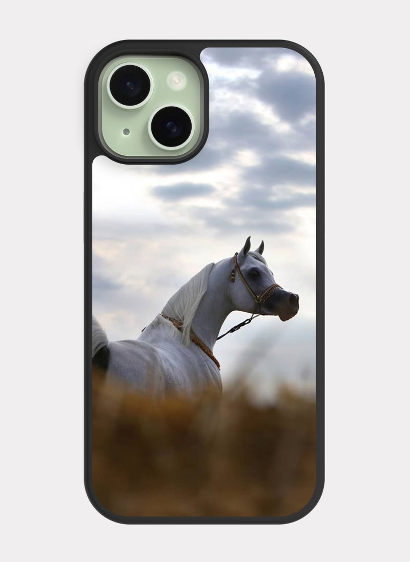 بكسلات كفر ايفون 15 فرس عربية اصيلة ابيض - Image 1