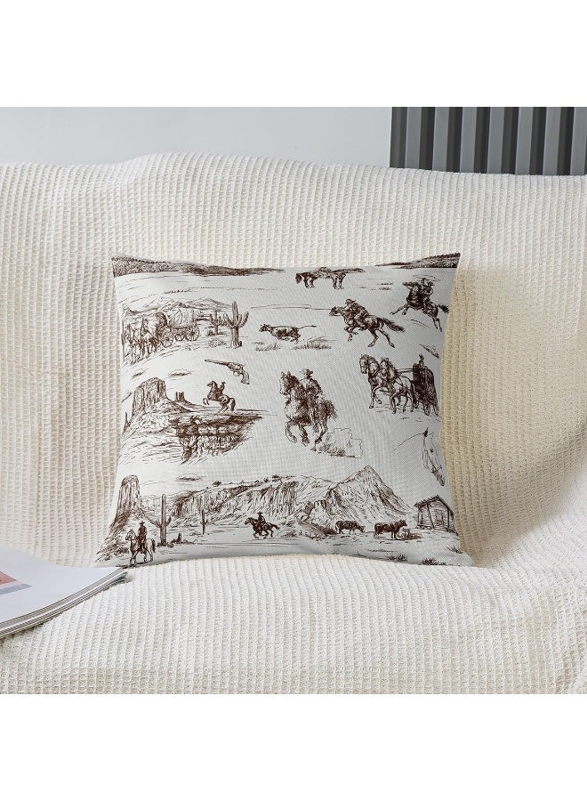 jejeloiu Western Throw Pillow Covers 18"x18" Set of 2 White and Black Cowboy Cow Pillow Cases Cushion Covers Cowboy Decorative Throw Pillowcases Desert Cactus Cushion Cases Throw Pillow Covers  - Image 2