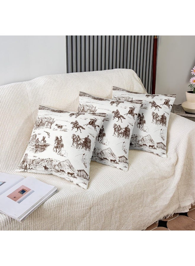 jejeloiu Western Throw Pillow Covers 18"x18" Set of 2 White and Black Cowboy Cow Pillow Cases Cushion Covers Cowboy Decorative Throw Pillowcases Desert Cactus Cushion Cases Throw Pillow Covers  - Image 4