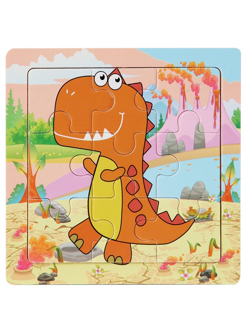 أحجيات الصور المقطوعة على شكل ديناصورات خشبية تعليمية للأطفال، حقيبة هدايا مناسبة - Image 1
