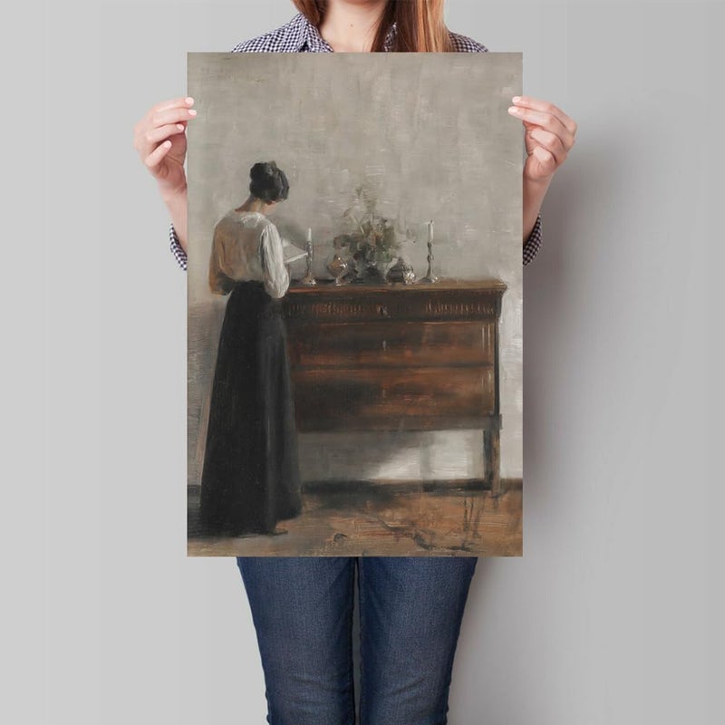 uoyien Vintage Danish Canvas Wall Art Famous Artwork Woman Reading Portrait Oil Painting Dark Academia Aesthetic Print 19th Century Antique Poster Retro Gallery Home Decor 24x36in Unframed - Image 2