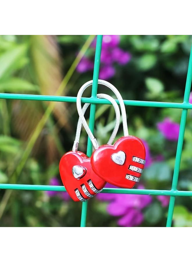 Pink Mini Heart Shaped Combination Padlock Zinc Alloy Wire Rope Code Lock - Image 5