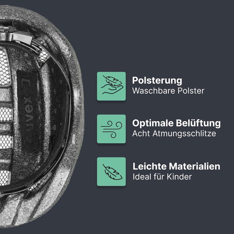 UVEX خوذة دراجة للأطفال 2 CC – 46–52 سم S/M – تصميم تحت الماء – خفيفة الوزن في القالب – نظام ملاءمة IAS – أمان للأطفال الصغار وركاب رياض الأطفال - Image 3