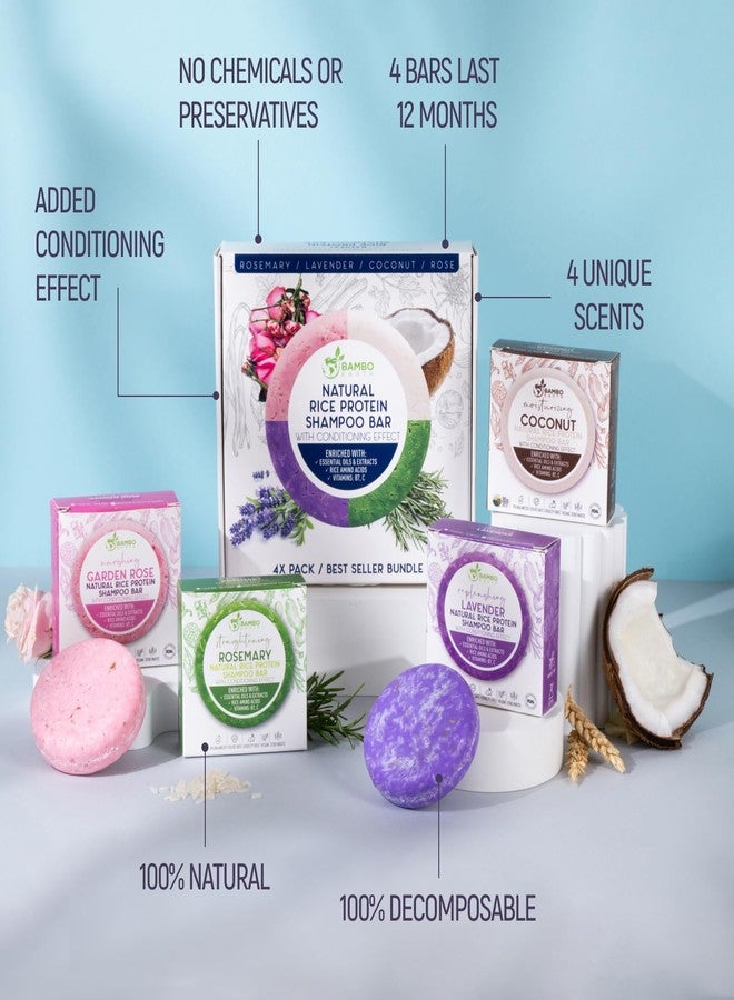 BAMBOEARTH Solid Rice Protein Water Shampoo Bar With Conditioner Effect Hair Soap - Shampoo Bars For Hair With All Natural Plant Based Essential Oils And Zero Waste Packaging | Fan Favourite Bundle 4 Pack - Image 2