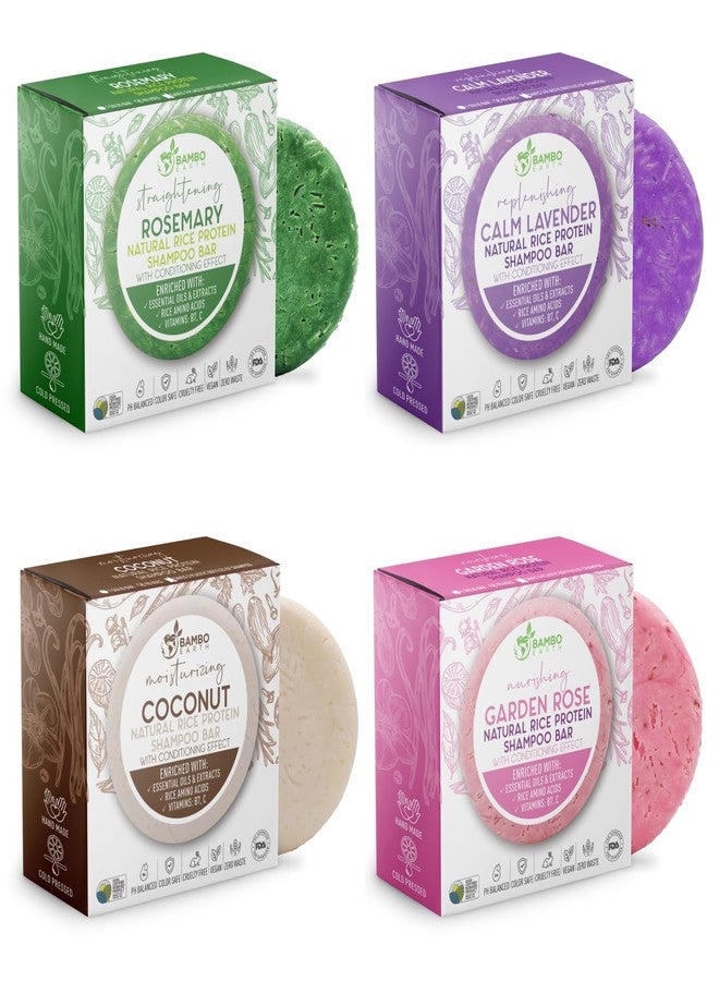 BAMBOEARTH Solid Rice Protein Water Shampoo Bar With Conditioner Effect Hair Soap - Shampoo Bars For Hair With All Natural Plant Based Essential Oils And Zero Waste Packaging | Fan Favourite Bundle 4 Pack - Image 1